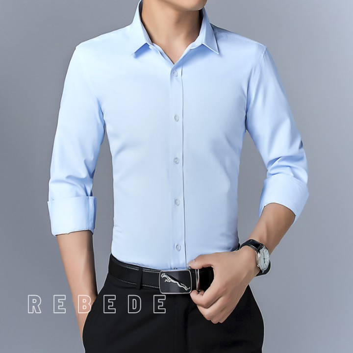 Áo sơ mi nam đẹp dài tay dáng ôm, chất vải lụa cotton cao cấp Rebede Shop - SML