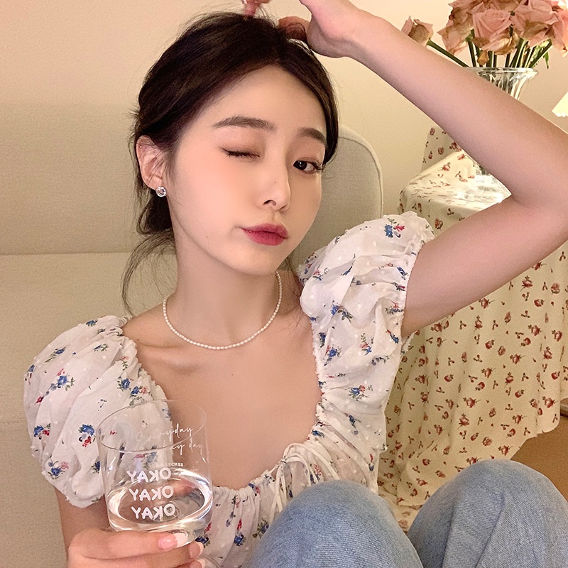 Bông Tai Mạ Bạc 925 Hình Hành Tinh Đính Đá Zircon Xanh Dương Phong Cách Hàn Quốc Cho Nữ