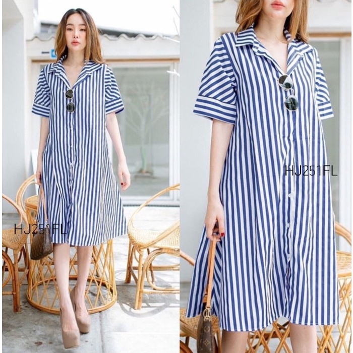 Áo sơ mi kẻ sọc trắng đen DQ578