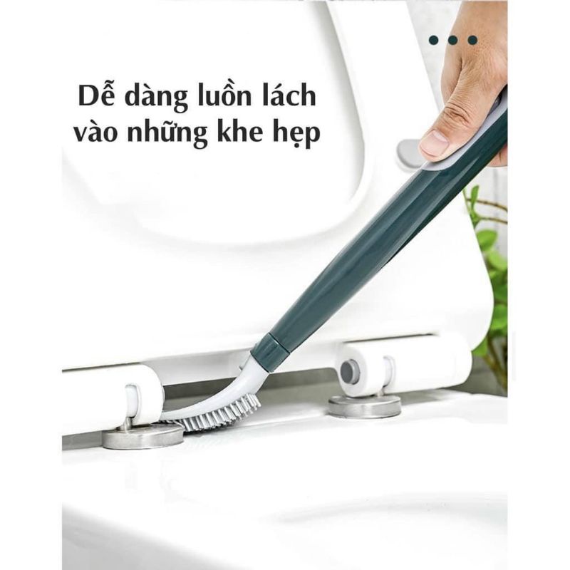 Bộ chổi ĐẦU SILICON mềm cọ nhà tắm, toilet DÁN TƯỜNG tiện lợi