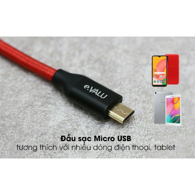 [Hàng Chính Hãng]🔴Dây cáp Micro USB 1 m e.VALU LTM-01 Max 2.1A