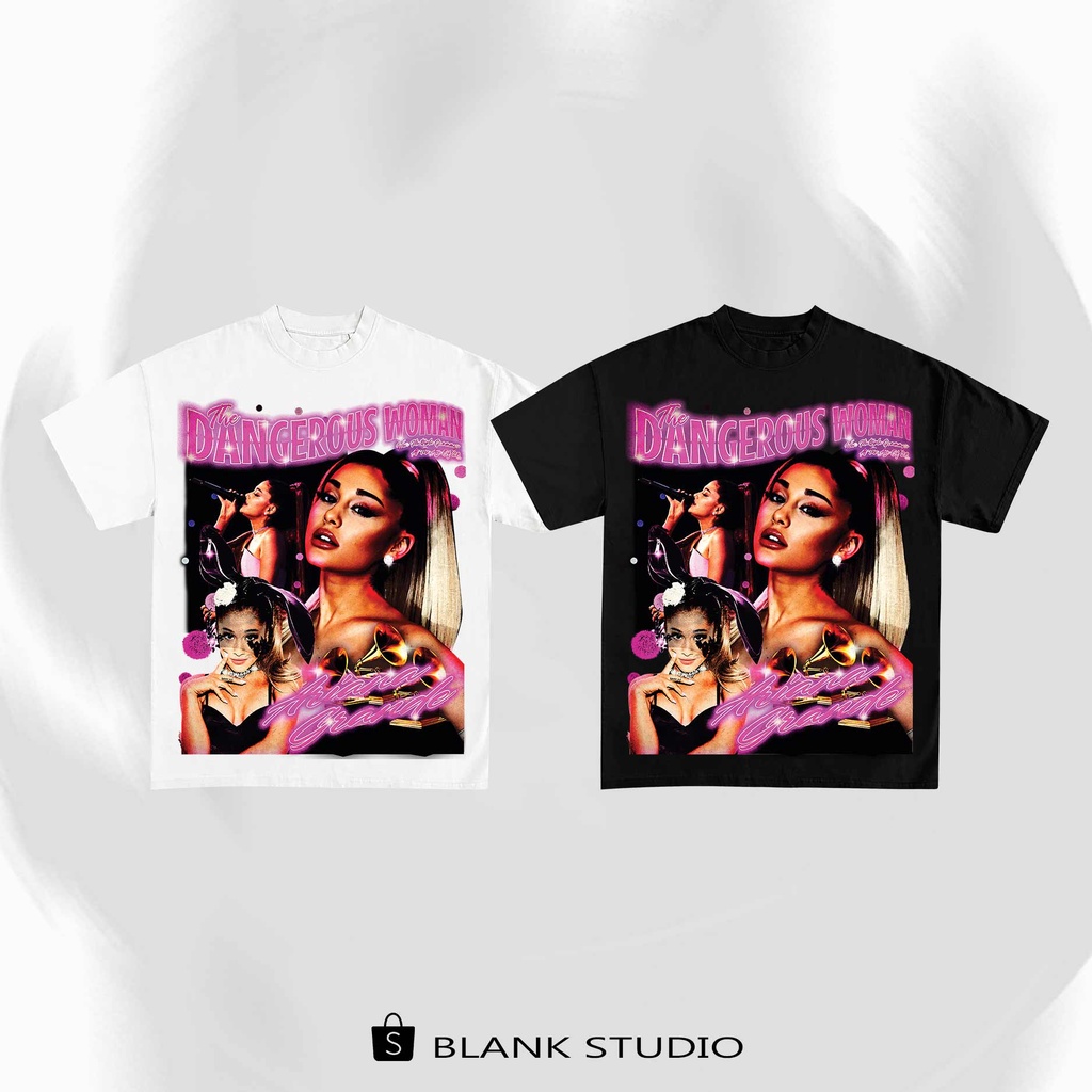 BLANK | Áo Thun ARIANA Tay Lỡ Unisex - Đen/Trắng Cổ Tròn