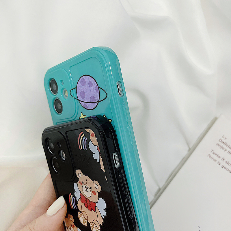 Cute bear protective shell is suitable for Apple's full range of 12ProMax painted mobile phone shells iPhone11 photo frame soft shell i6si7i8plus / xsmax anti-collision and anti-drop shell