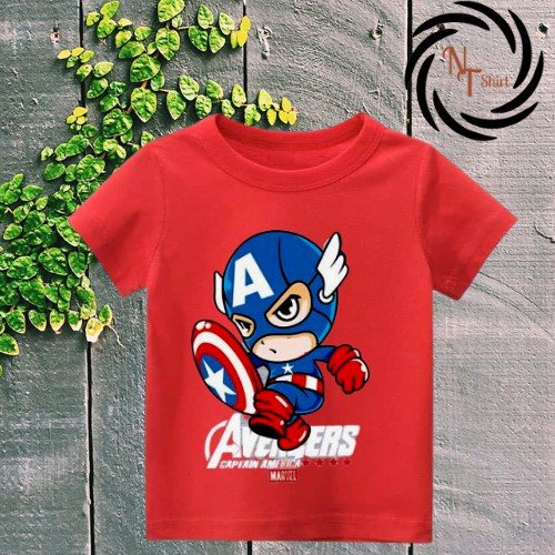 Áo phông bé trai in hình 𝐌𝐚𝐫𝐯𝐞𝐥 𝐂𝐚𝐩𝐭𝐚𝐢𝐧 𝐀𝐦𝐞𝐫𝐢𝐜𝐚, Áo cotton xuất xịn mặc thoải mái NTShirt