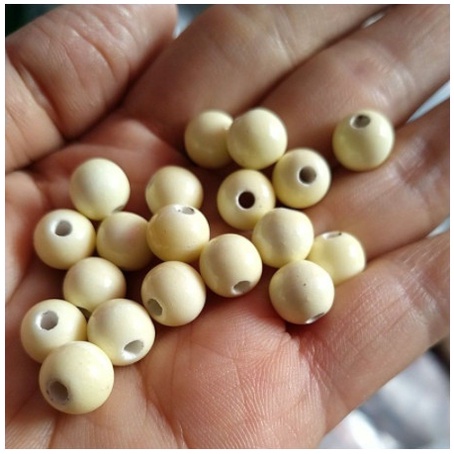 5-10 viên đá gốm sứ tròn màu kem 7mm