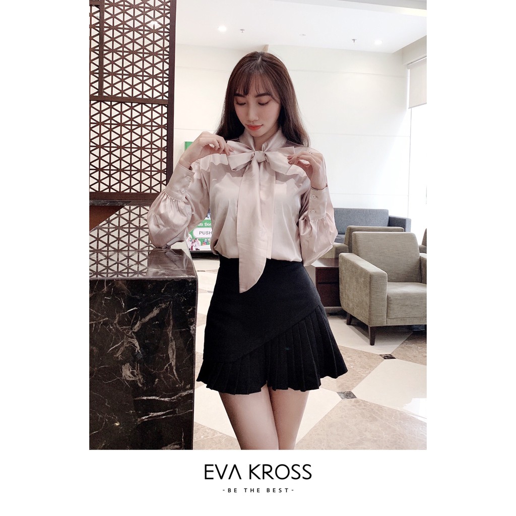 Áo sơ mi lụa hàn cổ nơ công sở EKS113 - EVA KROSS