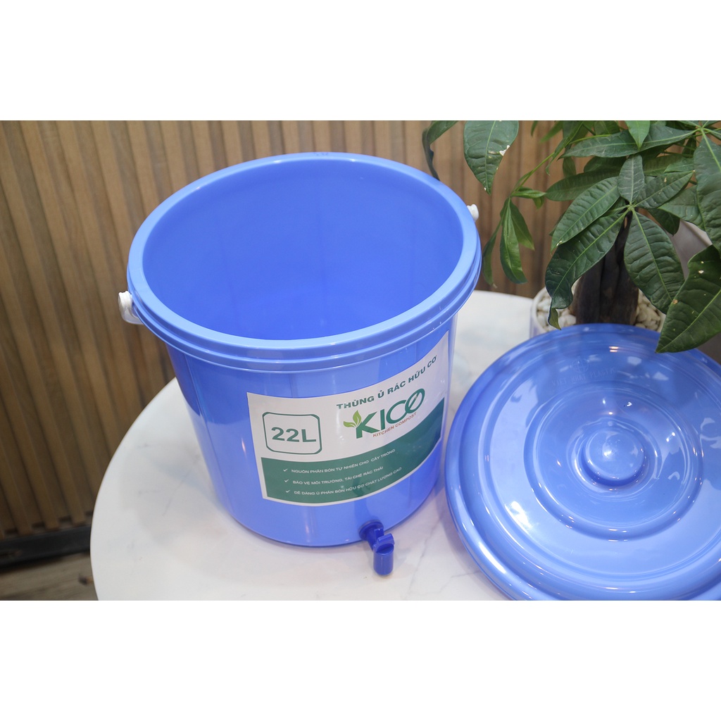 Thùng Ủ Rác Hữu Cơ KICO 22L Bokashi - Tặng kèm gói 200g EM Bokashi
