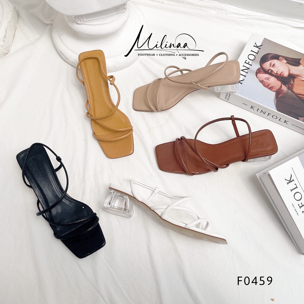 GIÀY SANDAL NỮ GÓT TRONG 4P QUAI CHỮ Z MÃNH F0459