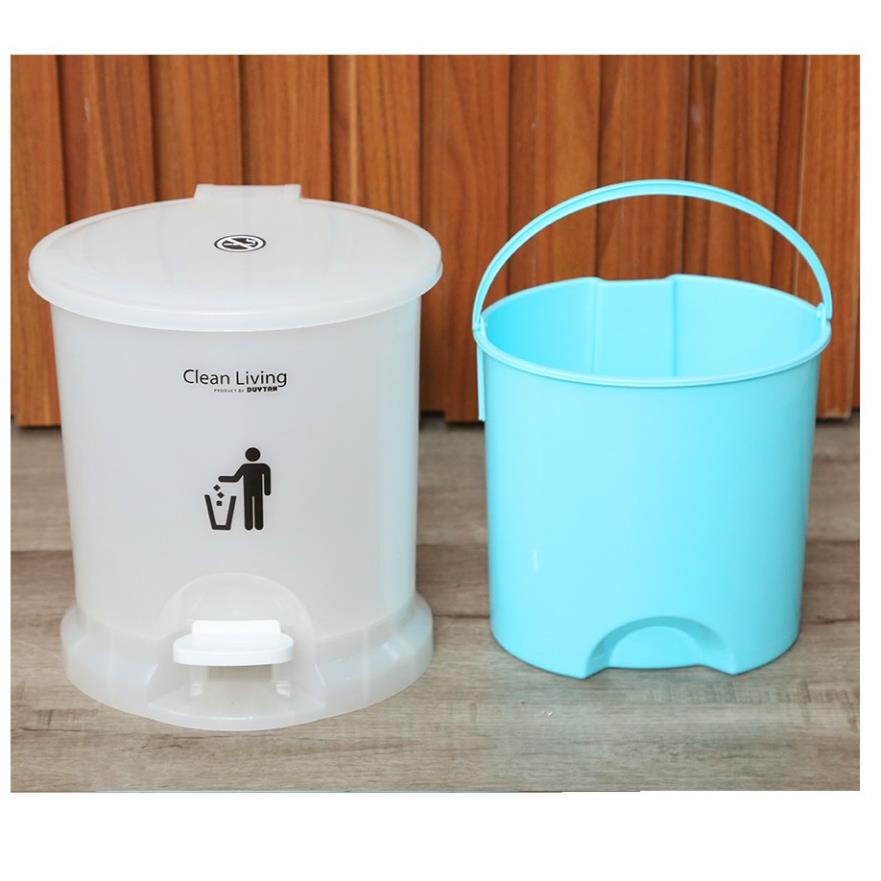 Thùng rác Nhựa Duy Tân hình Oval đạp chân loại trung dung tích 11L- Kích thước: 30 x 26 x 35.5cm