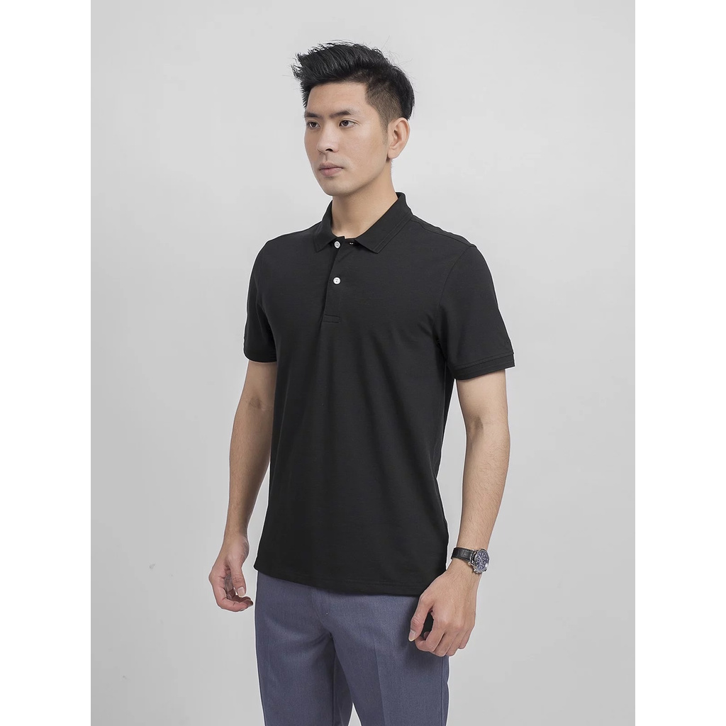 Áo Thun Nam Tay Ngắn Có Cổ Aristino APS019S9 Màu Đen Kiểu Dáng Regular Fit Chất Liệu CVC