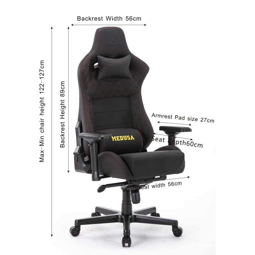 Ghế xoay gaming E-DRA Medusa EGC 209 - Kê tay 4D - Đệm đúc nguyên khối - Chất liệu Da PU cao cấp
