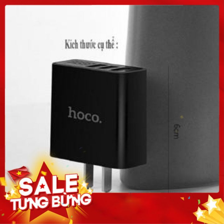 Cốc sạc Hoco C15 3 cổng USB,màn led báo điện áp - BH 1 năm 1 đổi 1 - poogroup