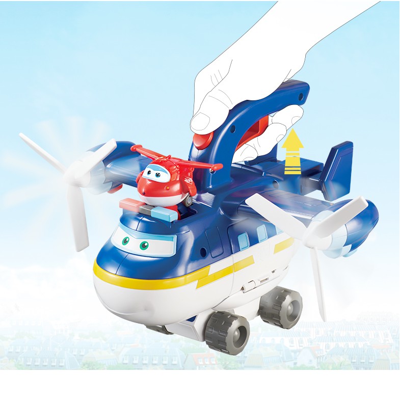 Đồ chơi super wings biệt đội siêu xe cảnh sát 2 trong 1 bằng nhựa cao cấp hãng Auldey gồm 1 nhân vật Jett tia chớp mini