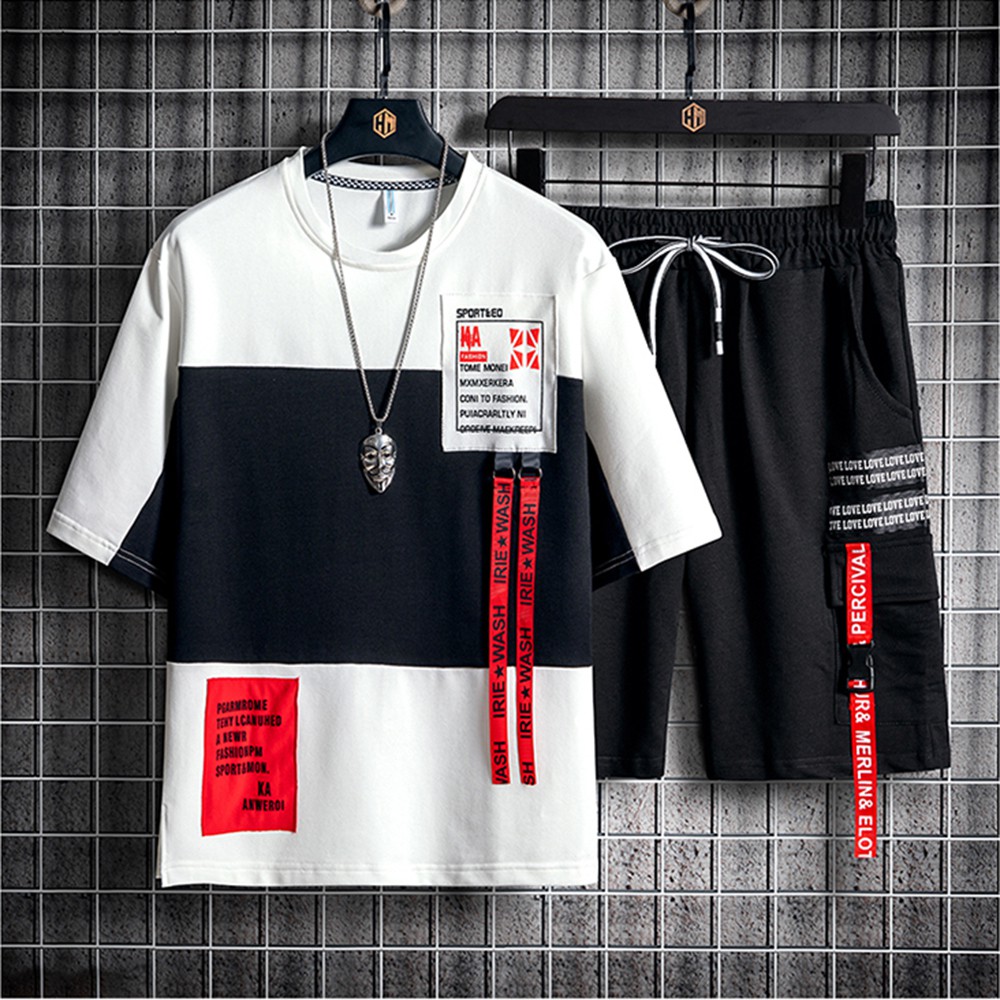 Bộ Quần Áo Thun Nam Thể Thao Mùa Hè Ba Khoang Phối Dây Chữ Kết Hợp Quần Shorts Đùi SEPTEMBERGIRL1989 SET NAM 9000039C3 | BigBuy360 - bigbuy360.vn