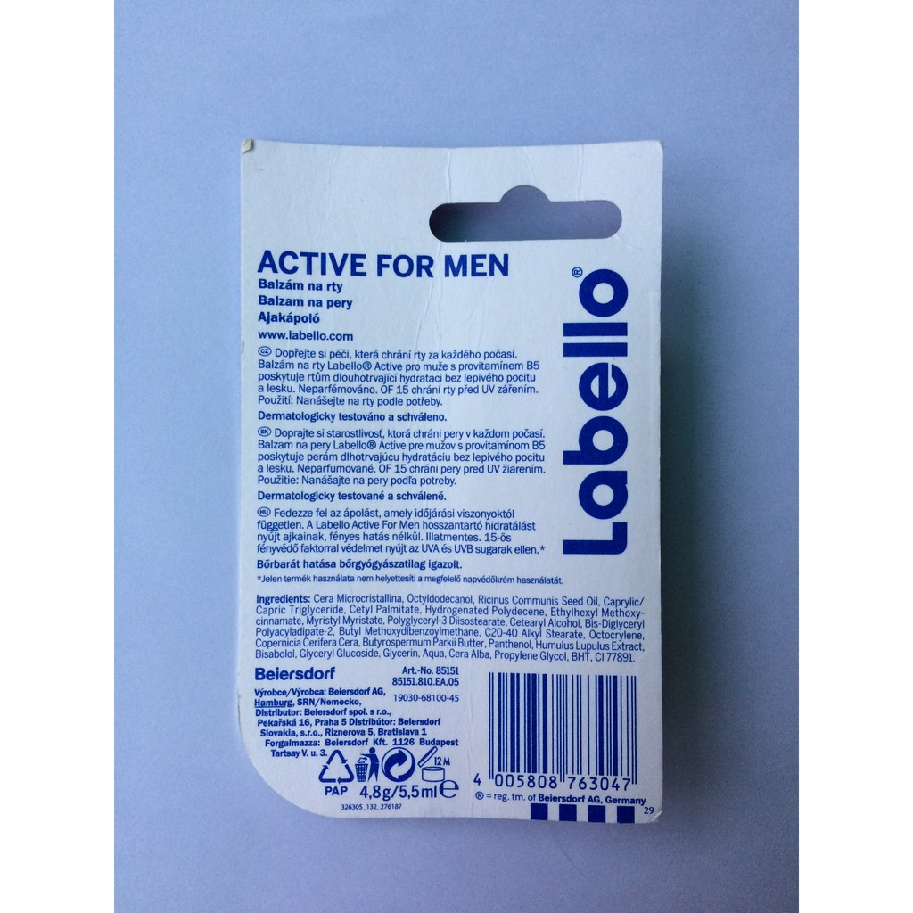 Son dưỡng môi Labello Active for Men 4,8g/5,5ml Sun&Tee shop