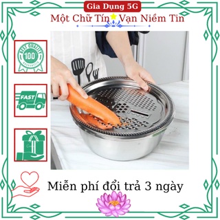 Bộ nạo rau củ 3 món bào Nhật Bản - Rổ nạo rau củ kiêm rổ và chậu inox cao cấp đa năng,tiện lợi dùng nhà bếp