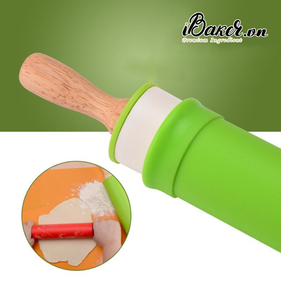 Cây cán bột/ lăn bột silicon có trục xoay - Dài 30cm