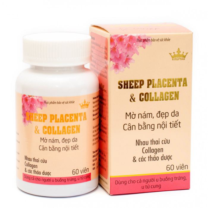 Nhau Thai Cừu SHEEP PLACENTA & COLLAGEN Kingphar Hộp 60 viên -  Mờ Nám, Đẹp Da Cân Bằng Nội Tiết