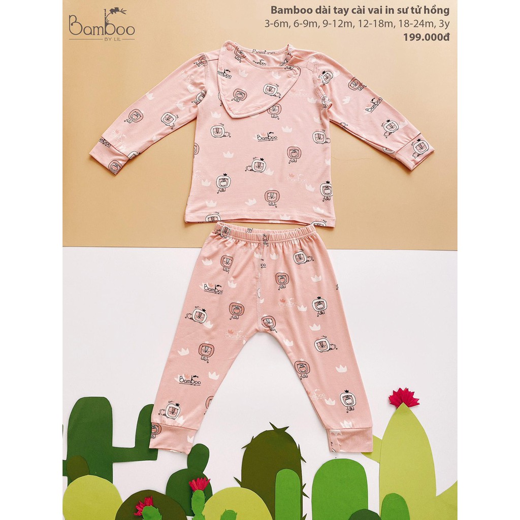 [CHÍNH HÃNG] Bộ áo dài tay quần dài khuy vai họa tiết trẻ em Bamboo by Lil