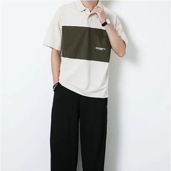 áo polo nam bông áo thun nam from rộng áo phông nam có cổ thời trang áo phông nam phong cách Hàn Quốc áo thun nam có cổ