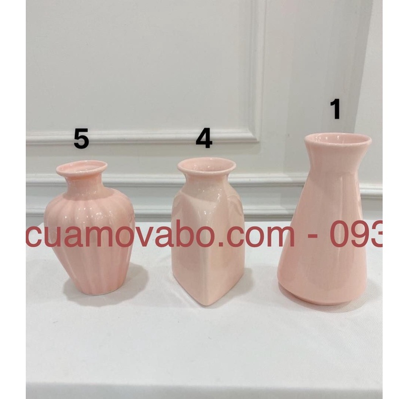 Set 3 Lọ Hoa Mini - Bình Gốm Bát Tràng Mini Cao Cấp Merber Mơ Bơ - Trang Trí, Decor Nhà Cửa Quán Cafe