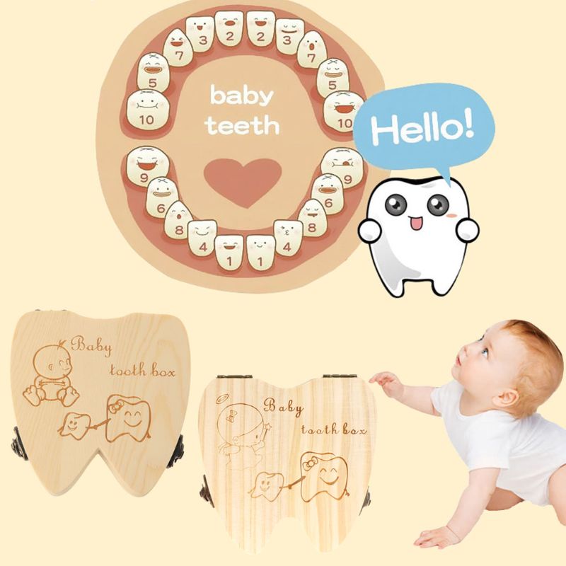 Hộp gỗ đựng răng sữa cho trẻ em