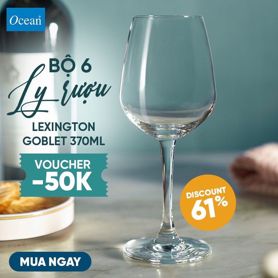 Bộ 6 Ly Rượu Thủy Tinh Ocean Lexington Goblet 370ml - Chính Hãng