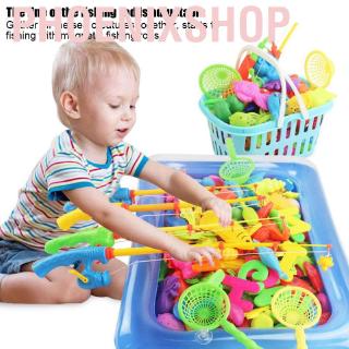 Phoenixshop 39pcs/set Magnetic Fishing Toy Fish Rod Net Set Playing Game Educational Toys Baby Kids Gift