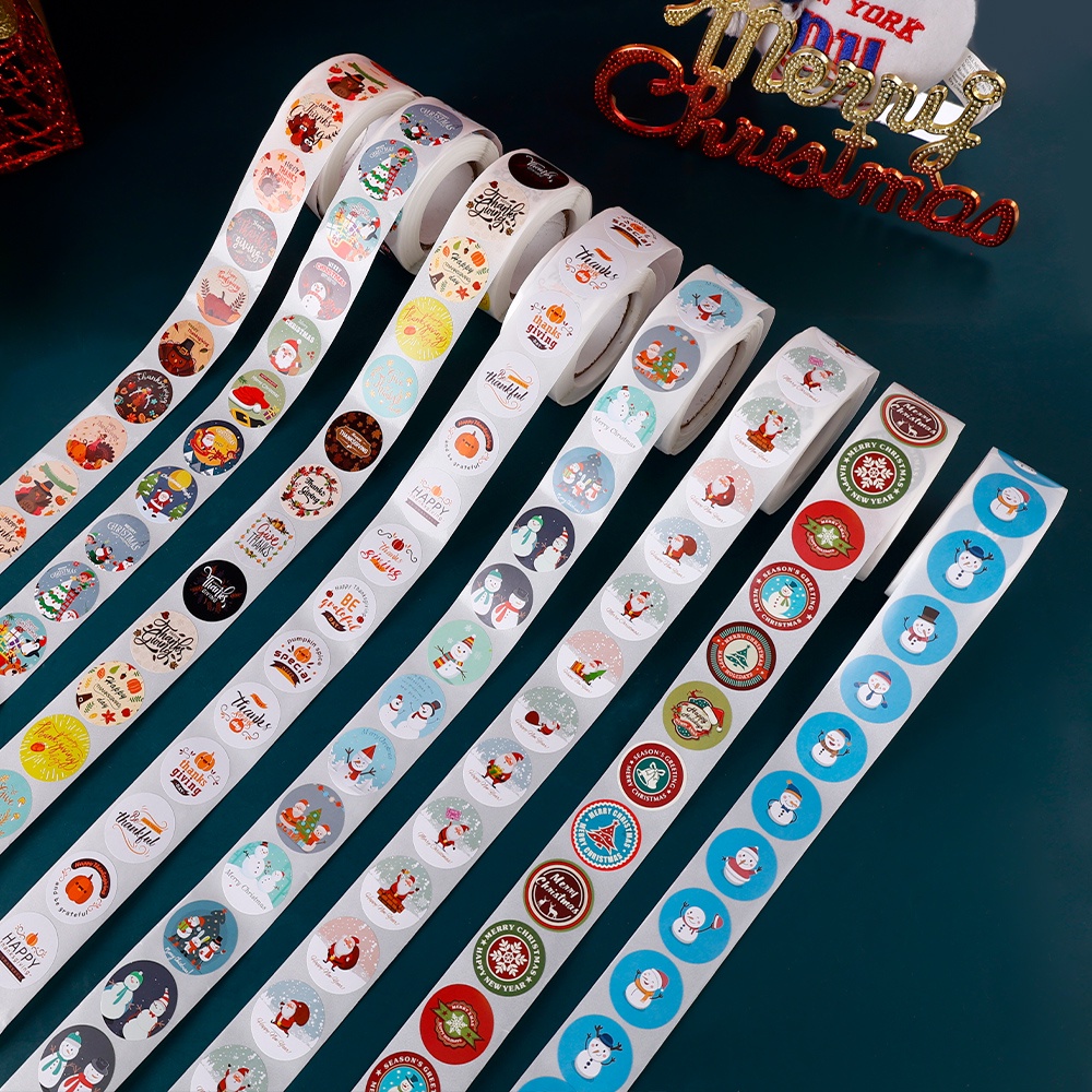 Set 500 Nhãn Dán Trang Trí Túi Kẹo Chủ Đề Giáng Sinh