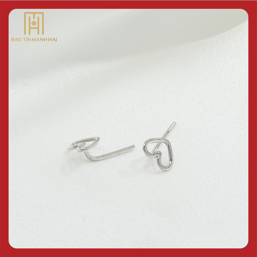 Bông tai Bạc nữ 925 hình tim phong cách Hàn Quốc Bảo Tín Mạnh Hải