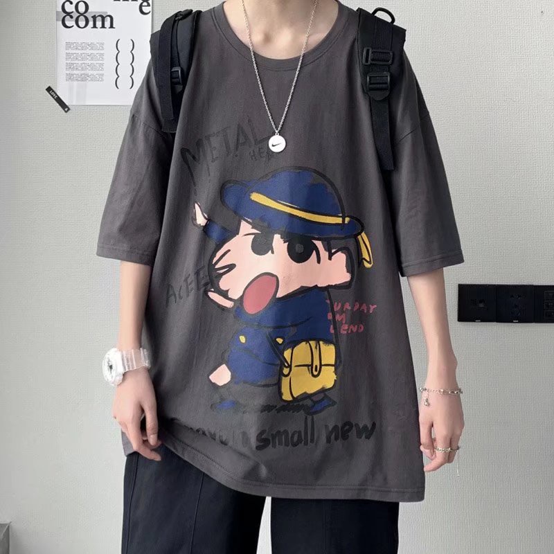 Áo Thun Dáng Rộng In Họa Tiết Hoạt Hình Phong Cách Nhật Bản Thời Trang Mùa Hè Cho Nam