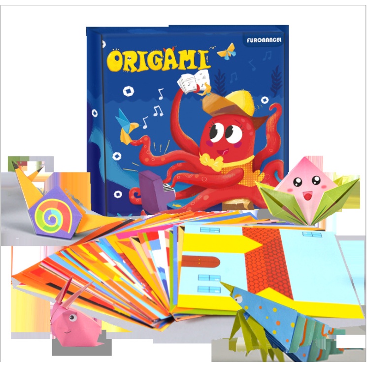 Bộ giấy thủ công origami nhiều hình động vật cho bé, giấy gấp thủ công nhiều màu