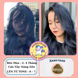 Thuốc Nhuộm Tóc XANH ĐEN, Xanh Than, Xanh Dương Đen Tặng Oxy Trợ Nhuộm Găng Tay Mũ Trùm Lên Từ Tone 4 - 5 Kenzii