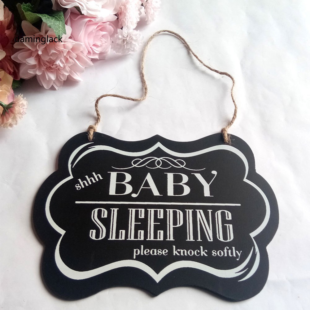 Bảng Gỗ Treo Cửa Phòng Ngủ Của Bé In Chữ Baby Sleeping Dễ Thương