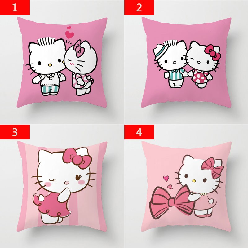 Vỏ Gối In Hình Hello kitty Dễ Thương Ốp