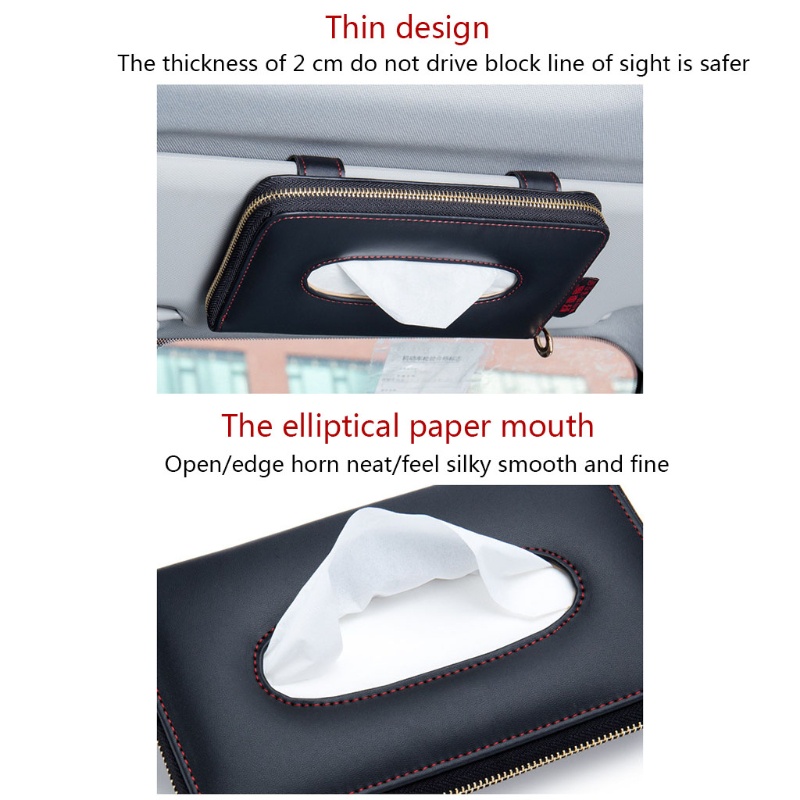 Hộp Đựng Khăn Giấy Bằng Da Gắn Kính Chống Nắng Xe Hơi Tiện Dụng