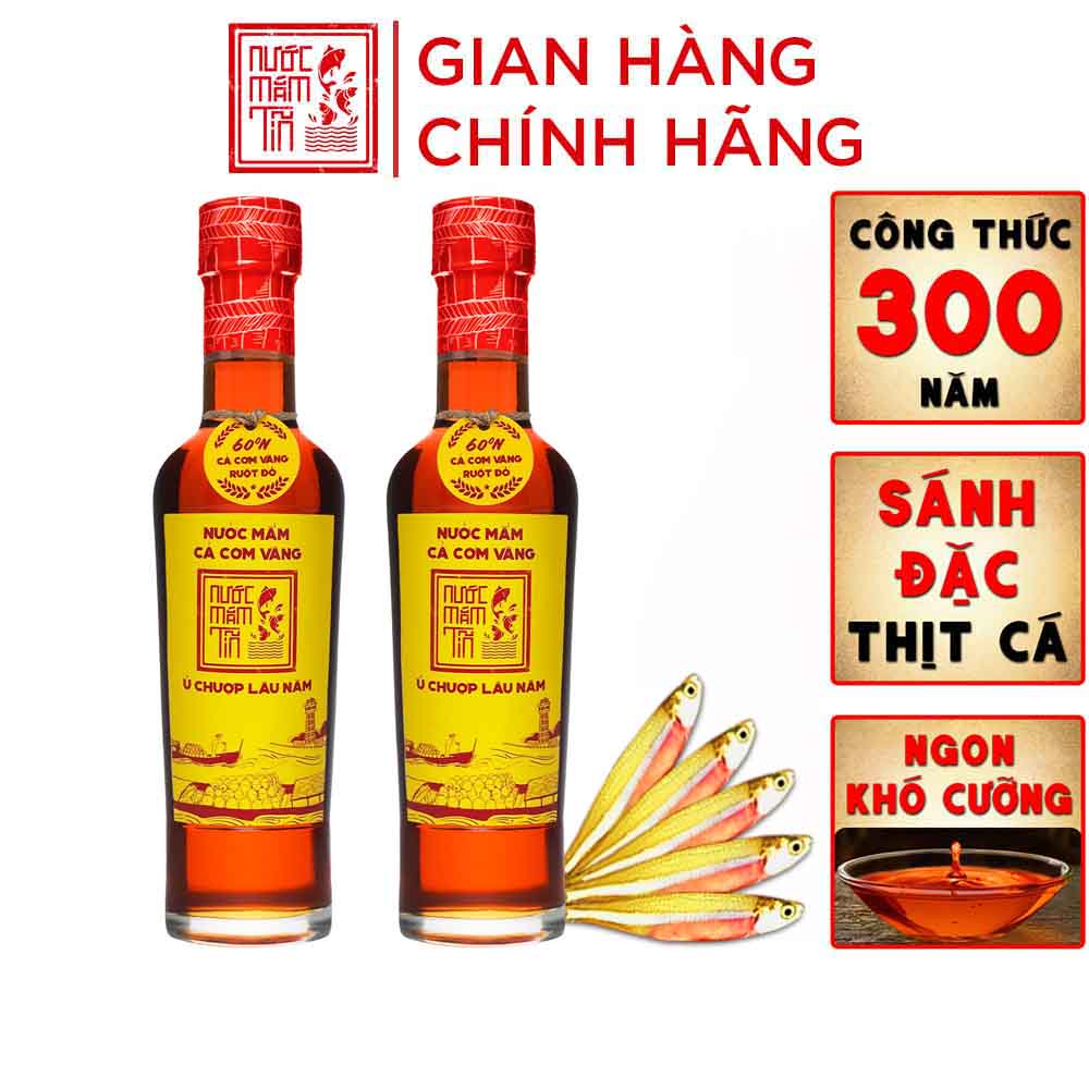 [Combo 2 chai 60 độ đạm] Nước Mắm Tĩn Cá Cơm Vàng Ruột Đỏ Độ Đạm 60N Chai Thuỷ Tinh 250ml/chai Nước Mắm Truyền Thống