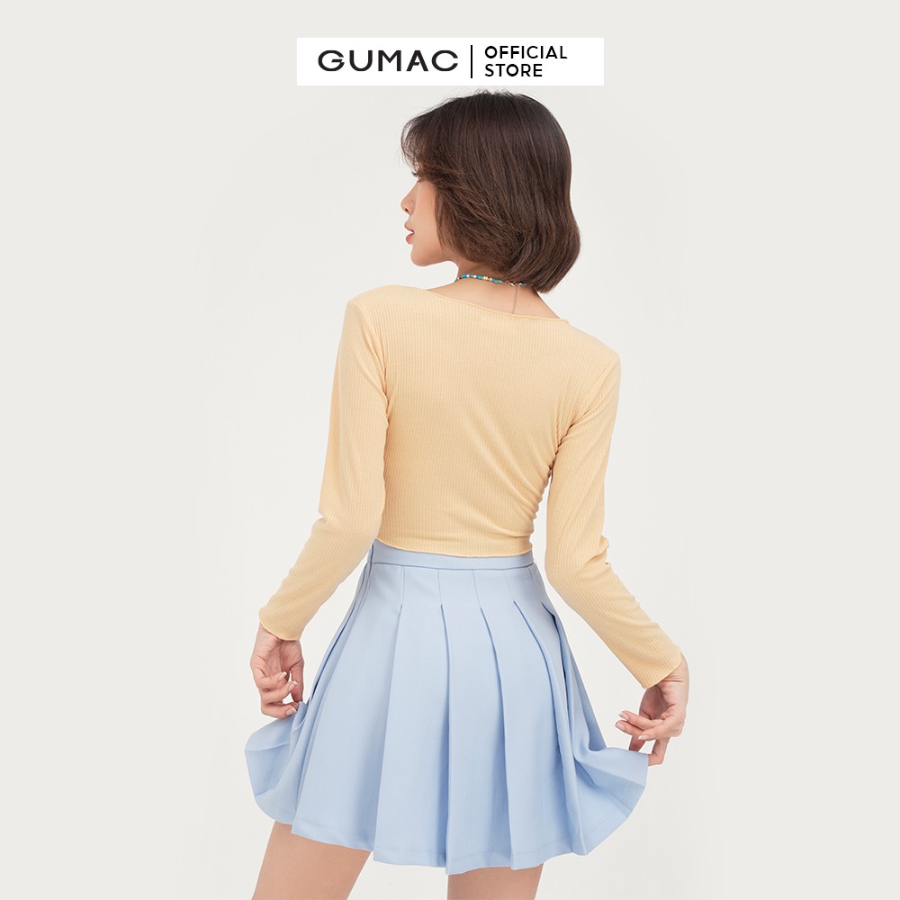 [Mã WABRGU100 giảm 15% đơn 249K tối đa 100k] Áo thun nữ croptop GUMAC màu be, thiết kế năng động cá tính mới ATB468 | BigBuy360 - bigbuy360.vn