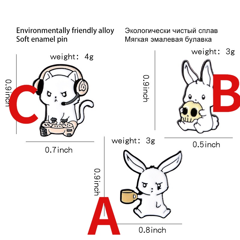 Ghim cài áo QIHE JEWELRY hình thỏ hoạt hình dễ thương