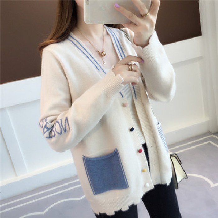 Áo Khoác Cardigan Dệt Kim Mỏng Cổ Chữ V Thời Trang Thu Đông Cho Nữ