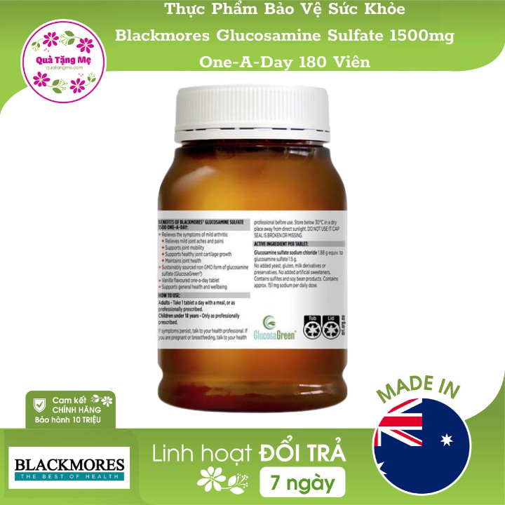Thực Phẩm Bảo Vệ Sức Khỏe Blackmores Glucosamine Sulfate 1500mg One-A-Day 180 Viên | BigBuy360 - bigbuy360.vn