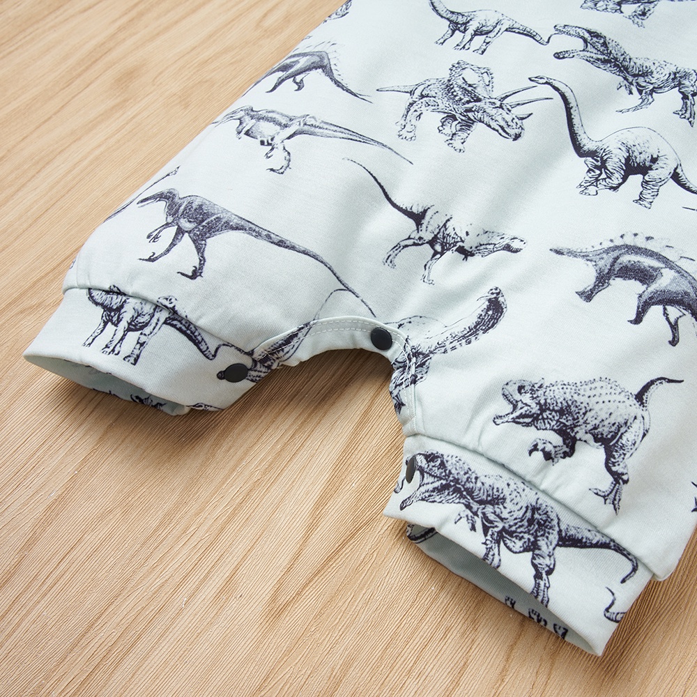 Áo liền quần Mikrdoo in họa tiết khủng long dễ thương cho bé trai sơ sinh