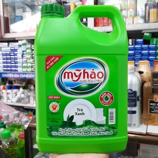 Nước rửa chén Mỹ Hảo hương trà xanh can 1.5kg