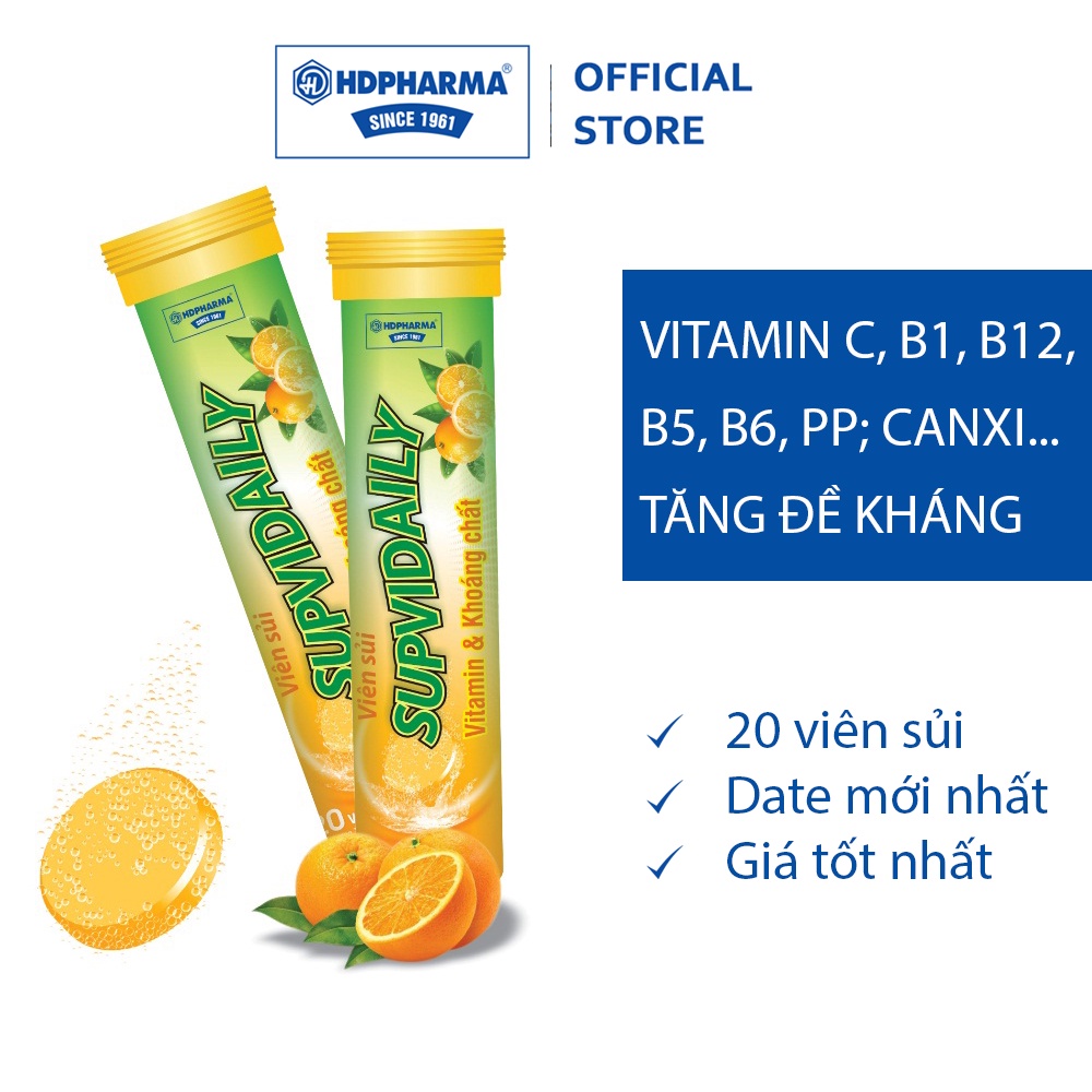 Viên sủi SUPVIDAILY - Bổ Sung Vitamin Và Khoáng Chất, Tăng Cường Sức Đề Kháng