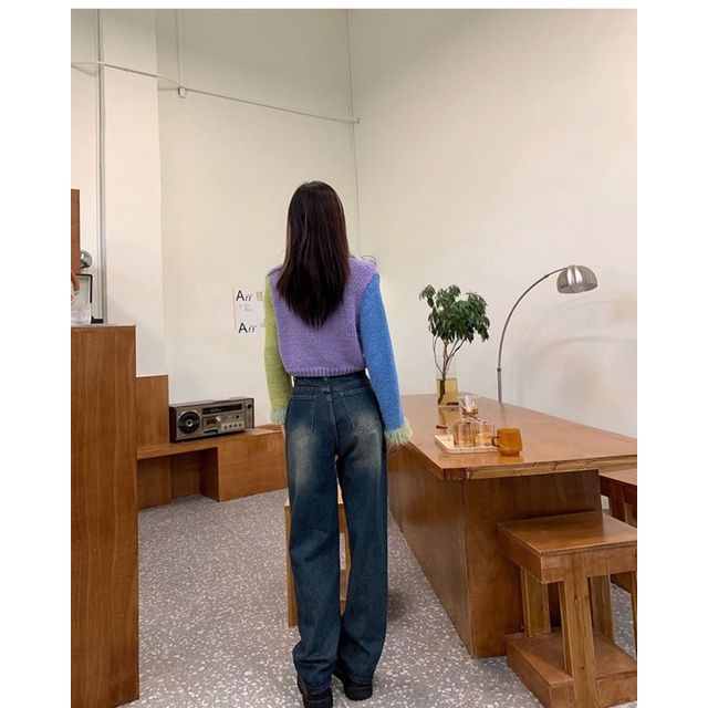 Quần Jeans Nữ Cạp Cao Màu Xanh Vintage Phong Cách Thời Trang Hàn Quốc 2022 Siêu Thời Thượng