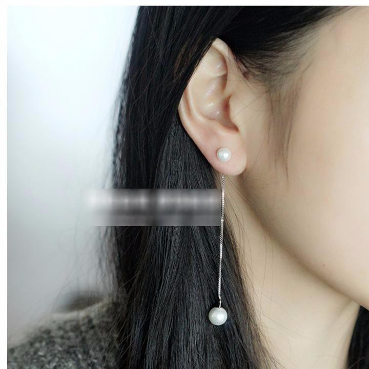 Khuyên tai hạt thả tua rua 1 dây phong cách Hàn Quốc dễ thương xinh xắn bông tai Unisex titan không gỉ