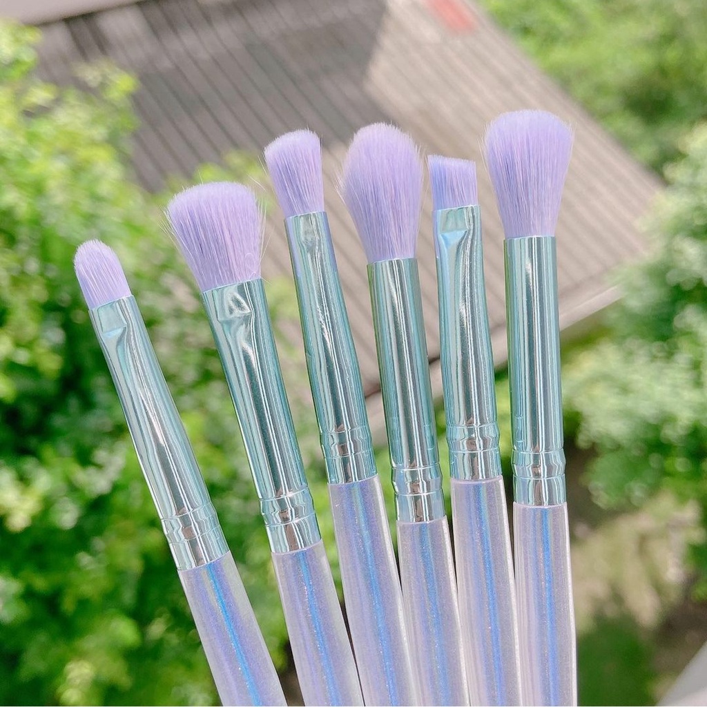 Bộ cọ trang điểm 10 cây Fullsize Violet cán trong nhũ ánh Hologram siêu lung ling huyền diệu