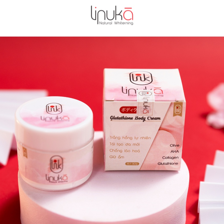Kem dưỡng trắng da body LINUKA 30g giúp dưỡng ẩm trắng sáng phù hợp cho mọi loại da.