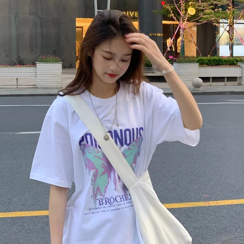 Áo thun ZHELIHANGFEI cotton tay ngắn quá cỡ in họa tiết thời trang độc đáo chất lượng cao dành cho nữ