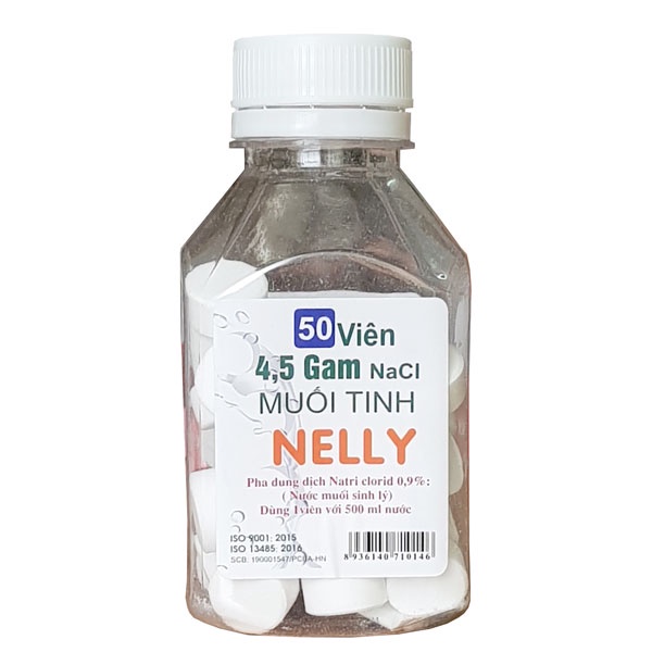 Muối viên tinh khiết NELLY - Hộp 50 viên muối sinh lý An phú, tự pha dùng súc miệng, rửa mũi, vết thương, sát khuẩn